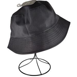 Black Bucket Hat Adult Novelty Cap Lightweight Solid Color Summer Sun Unlined